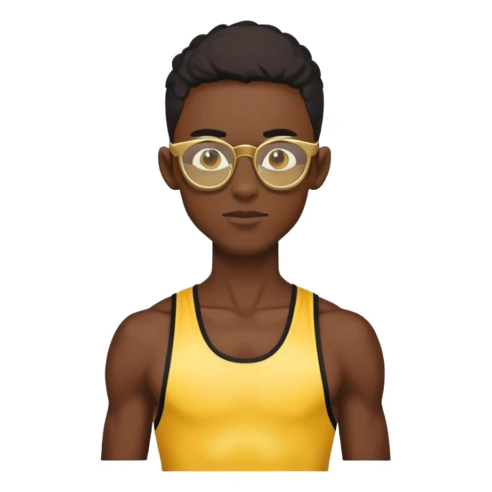 skinny black boy athlete in stringer with gold glasses sticker