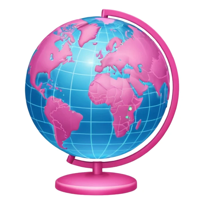 world globe with connected network in pink and light pink colors sticker
