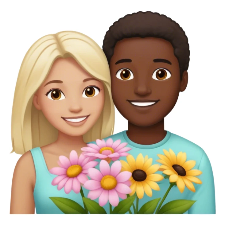 Black guy giving light skinned girlfriend pastel flowers and they’re happy  sticker