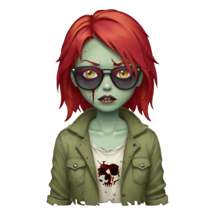 Zombie girl with red hair and sun glasses sticker