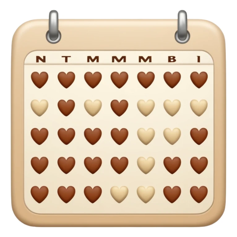 .make a November  mini calendar with right brown hearts with cream colored dates wi rounded cornersI 
 sticker