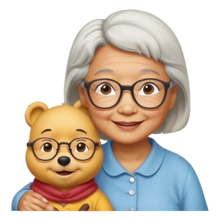 Big winne the Pooh and a Asian grandma sticker