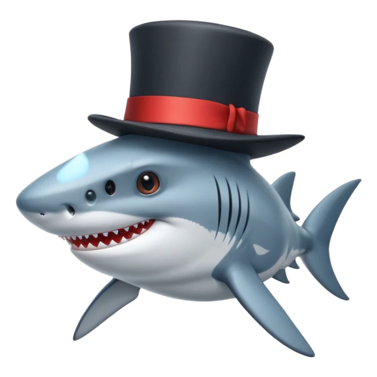 Shark with a top hat sticker