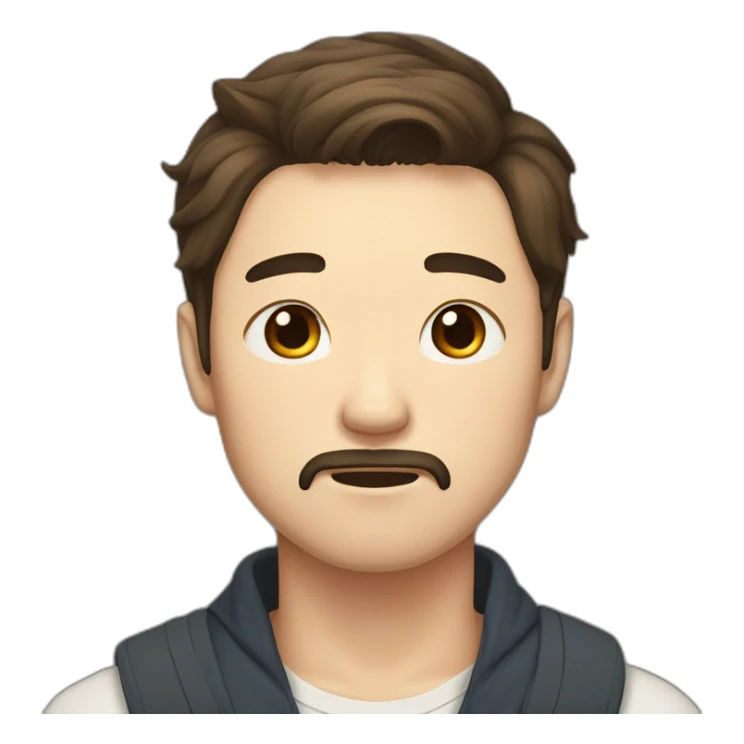 korean male early thirties short beard long brown hair crying expression sticker