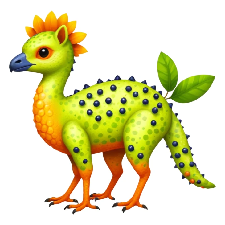 Bright Tropical Fruit-Colored Lime-Orange-Berry Speckled Vernid-Trico-creature inspired by LiLaiRa (full body) sticker