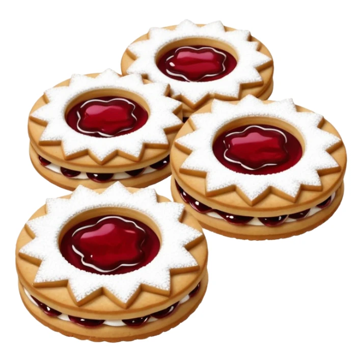 Linzer cookies with a red jam center shaped still round for eyes. sticker
