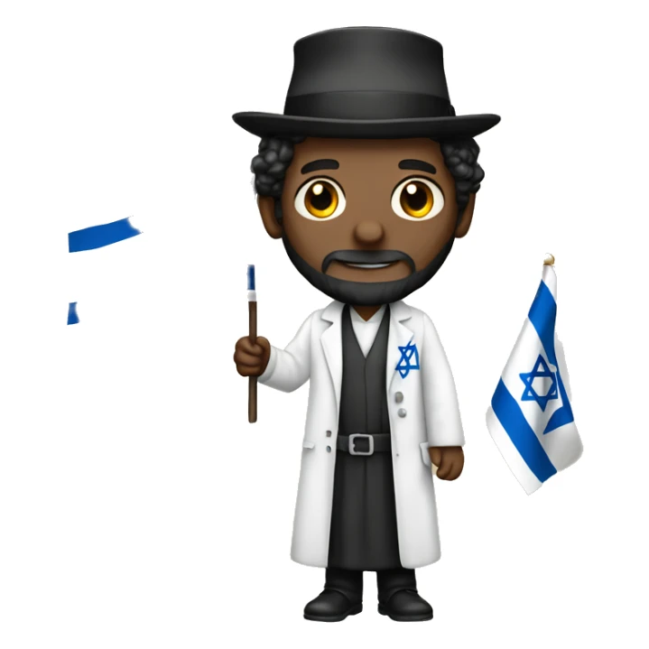rabbi with Sidelocks holding israel flag doctor  sticker