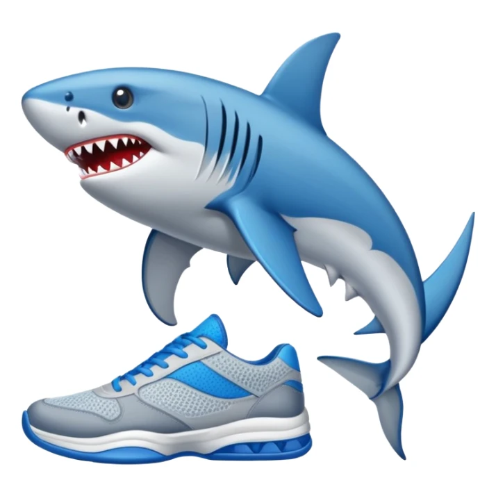 Un tiburón con zapatos tenis azules sticker