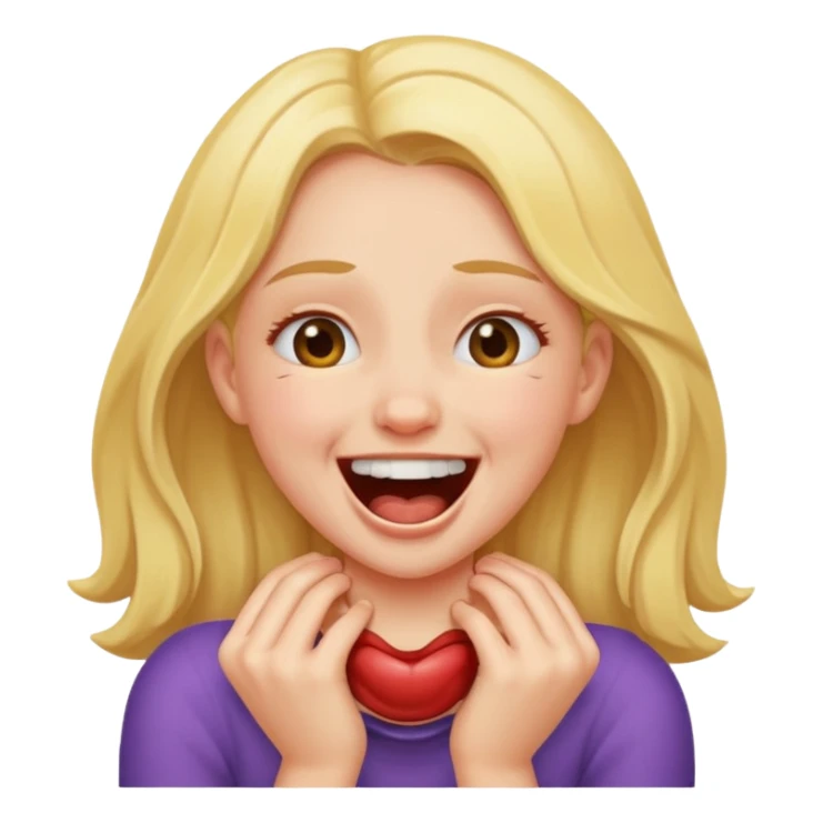 Girl choking herself laughing sticker