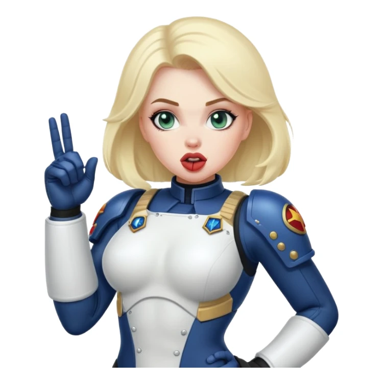 woman space marine in bodysuit salutes tongue out sticker
