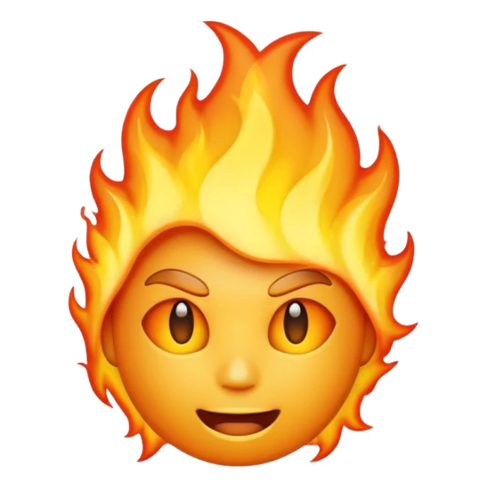 Make it look like a normal emoji just with burning head🙂🔥 cobine the two put the fire on topp of the head nothing more nothing less sticker