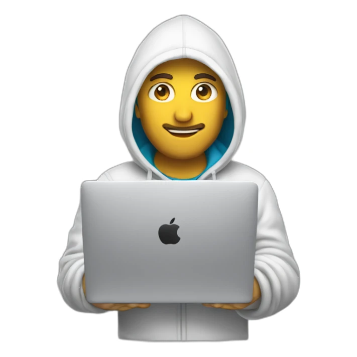 Italian Developer with hoodie and a macbook sticker