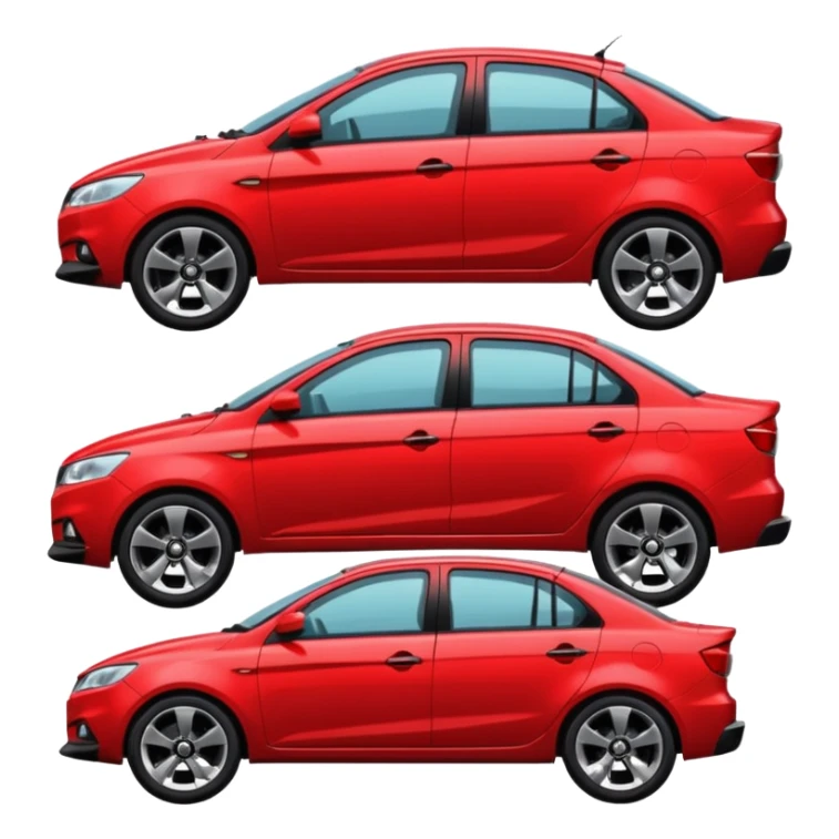 Red Lada Vesta car with black disks standing sideways sticker