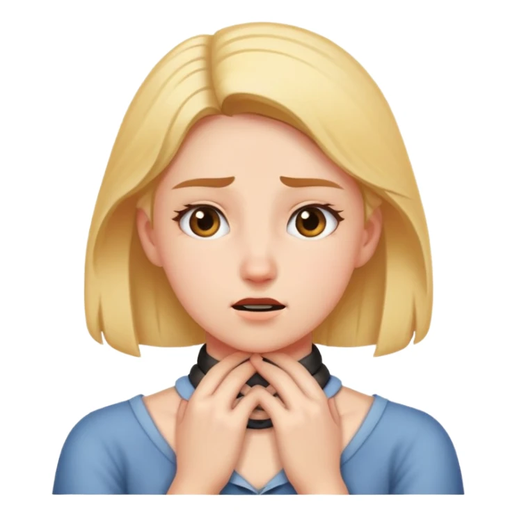 A girl putting her hands on her neck while lashing out sticker