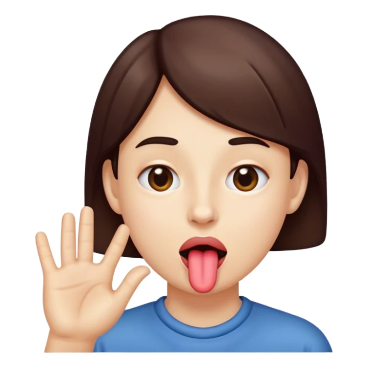 tongue sticking out and hands out to the side  sticker