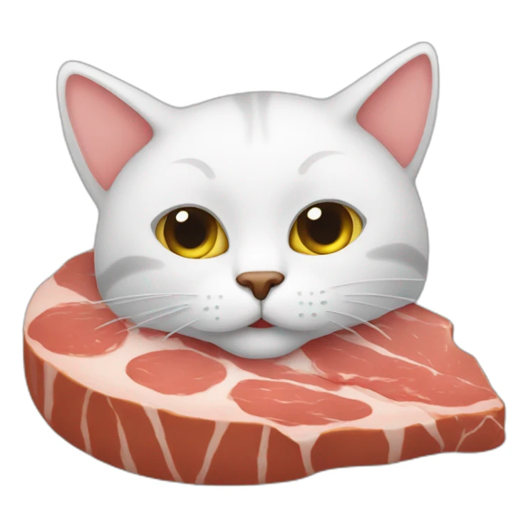 lazy cat with a piece of meat sticker
