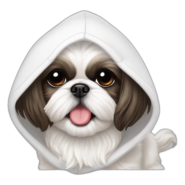 small shih tzu dark ears tongue out with white hood sticker
