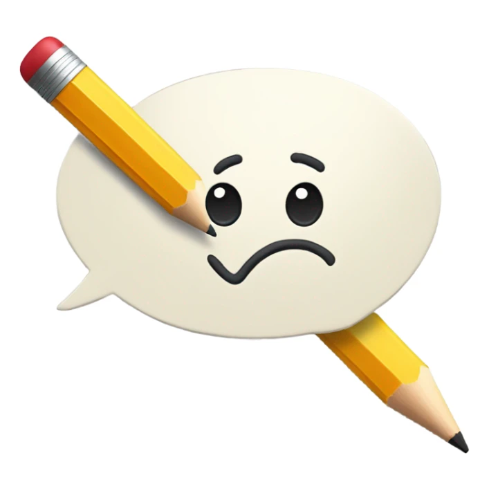 Speech bubble with a pencil in it, like a suggestion card sticker