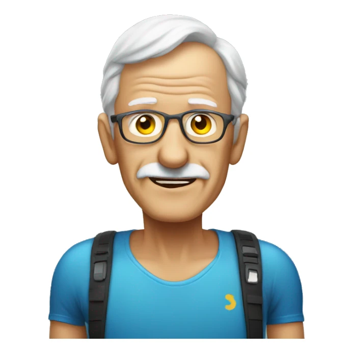 Old man after bike marathon  sticker