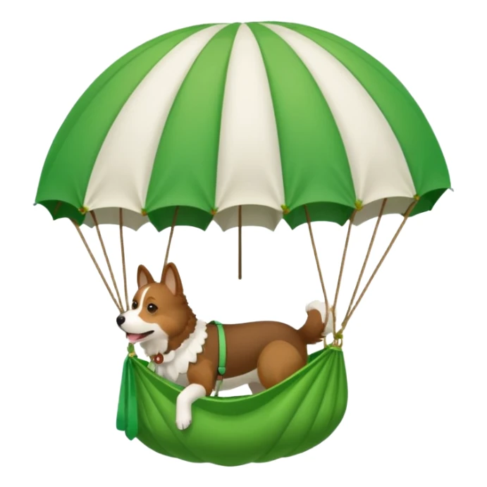 dog riding green parachute sticker