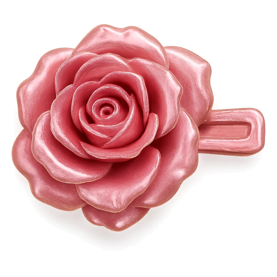 pink rose hair clip, glamorous and stylish sticker