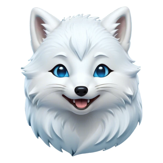 Cinematic Cute Yawning Arctic Fox Portrait Emoji, Head tilted slightly with a dramatic, wide-open yawn, showcasing a soft, downy white Fur with subtle icy blue accents and gently drooping ears, round eyes barely open in drowsy contentment, Simplified yet irresistibly adorable features, highly detailed, glowing with a soft, cozy glow, high shine, relaxed yet expressive, stylized with a touch of arctic whimsy, bright and endearing, soft glowing outline, capturing the essence of a sleepy yet affectionate arctic fox, so drowsy it feels like it could stretch out of the screen and curl up for a nap! sticker