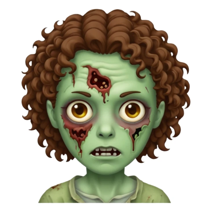 Zombie with lil bit curly medium brown hair sticker