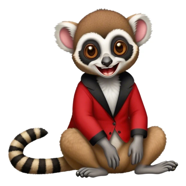laughing lemur in red and black clothes sticker