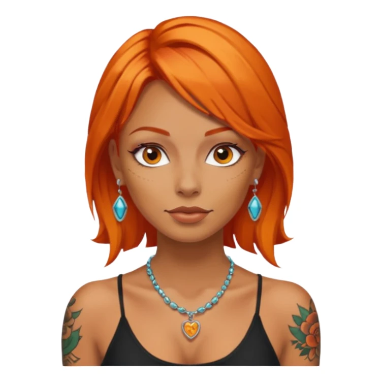 Tattooed woman with orange hair sticker
