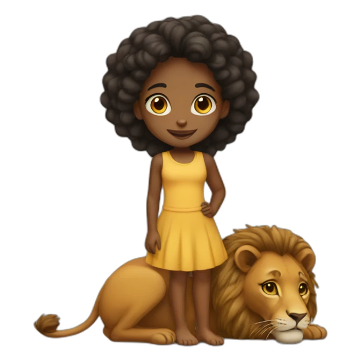 Small black girl on a lion sticker