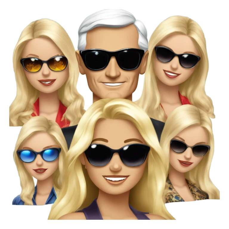 Young Hugh Hefner sunglasses with 6 beautiful blondes sticker