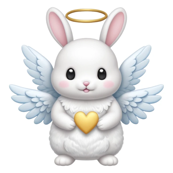 bunny with angel wings standing next to a marshmallow with angel wings sticker