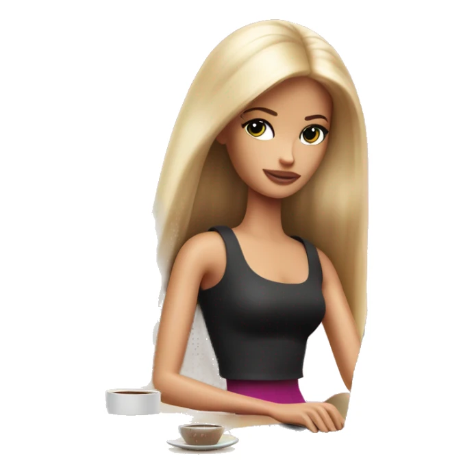 tired barbie with laptop drinking a lot of coffee sticker