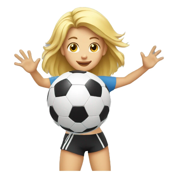 blond woman spinning a soccer ball on her hands sticker