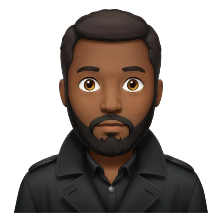 black bearded man in black shirt in black trenchcoat  sticker