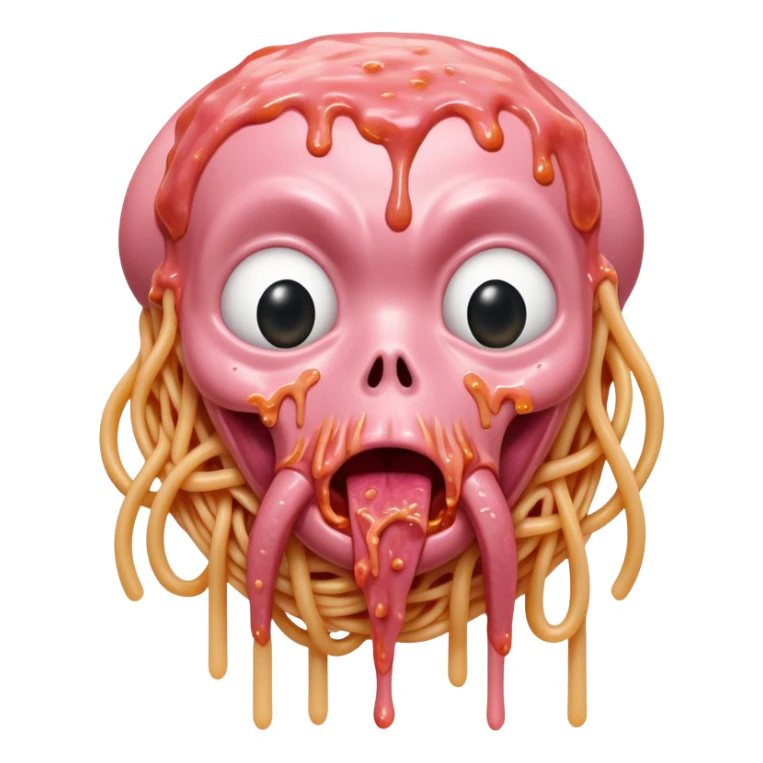  SPAM meat melted pink dripping sauce spaghetti alien portrait sticker