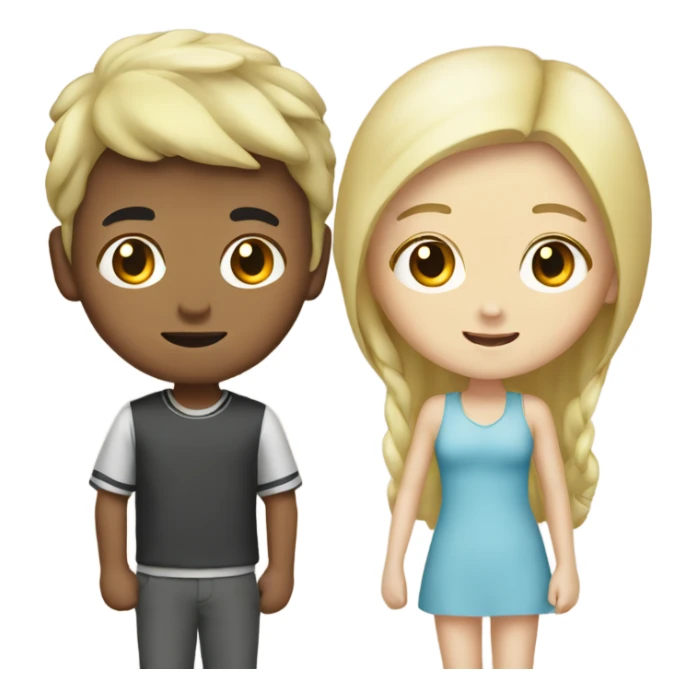 asian boy with blonde girl sticker