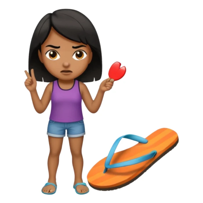 Una chica morena🙎🏽‍♀️enojada con una chancla en la mano sticker