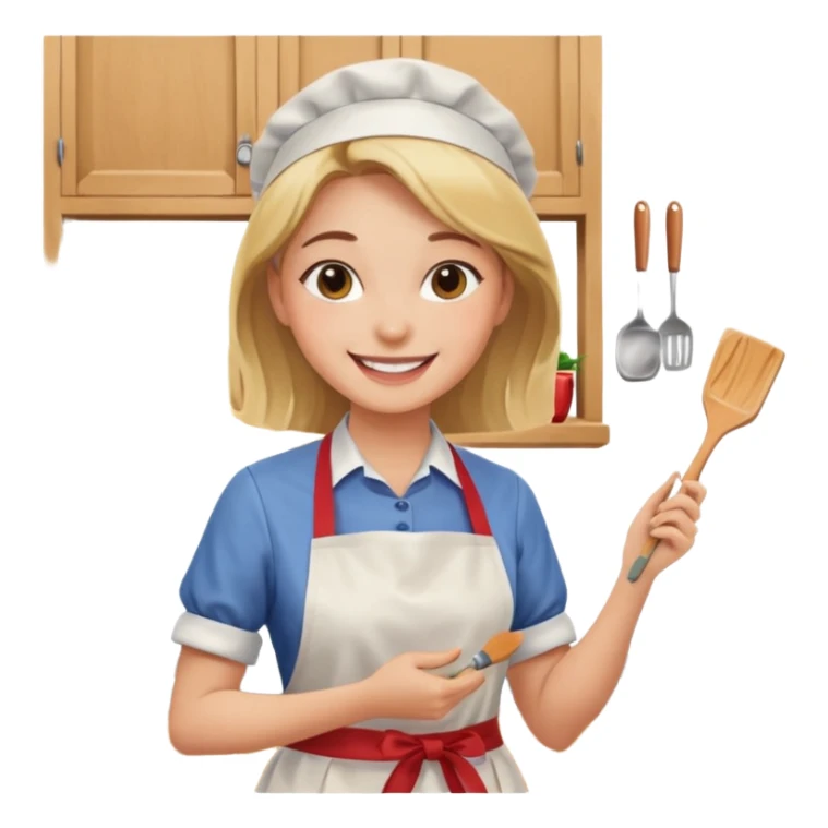 Young Women painting smilling tablier sticker