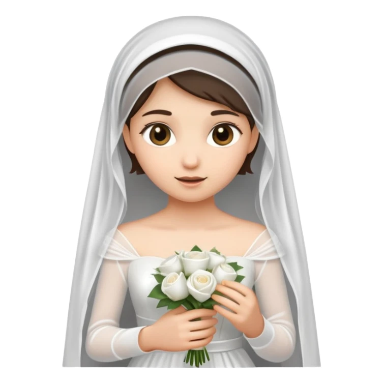 Veiled girl holding a wedding dress in her hand sticker