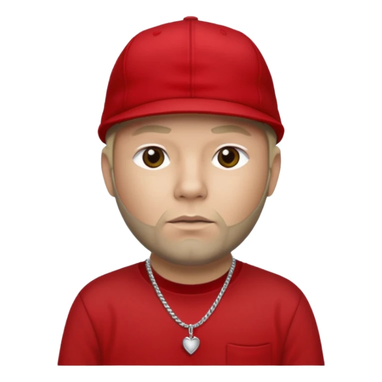 Fred Durst with light skin, dark blonde, red cap, black shirt with silver necklace, khaki pants sticker