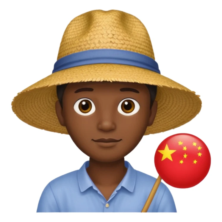 Chinese guy stereotype with straw hat and little eyes sticker