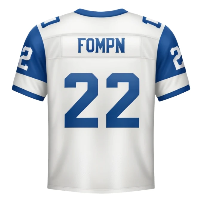 White football jersey at the back with number 22 sticker