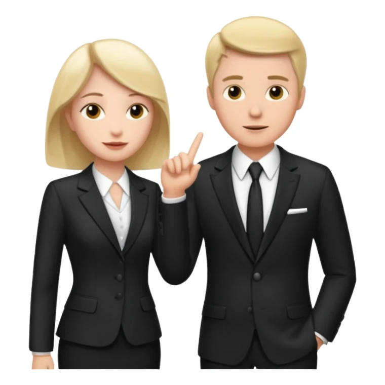 white man in formal suit talking to white woman in formal suit sticker