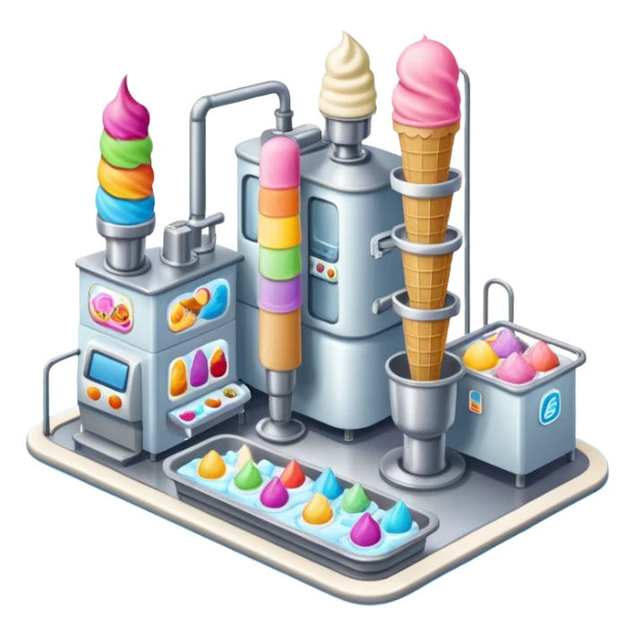 Ice cream factory with machines and production lines sticker