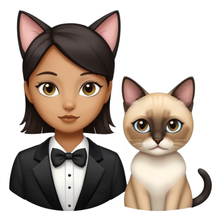 tuxedo and siamese cats with girl sticker