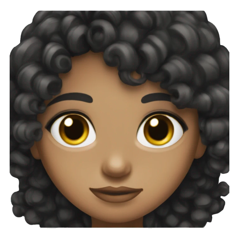 Black hair light skin long eye lashes hazel eyes sticker