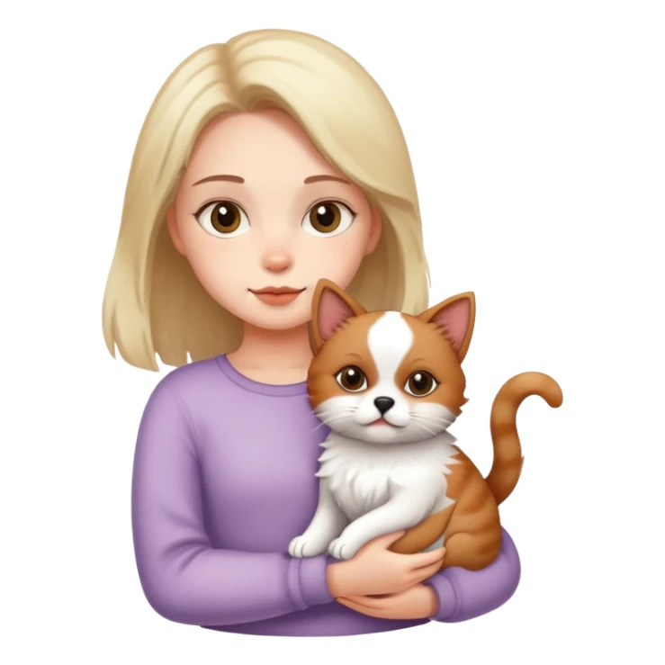 Girl holding a cat and a dog sticker