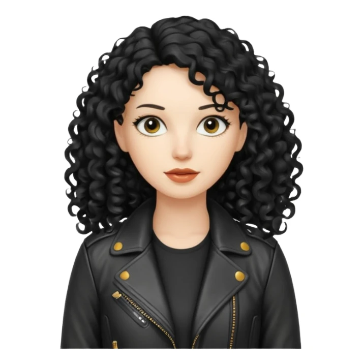 Chica blanca, con cabello negro largo y rizado, con chaqueta de cuero,arquitecta sticker