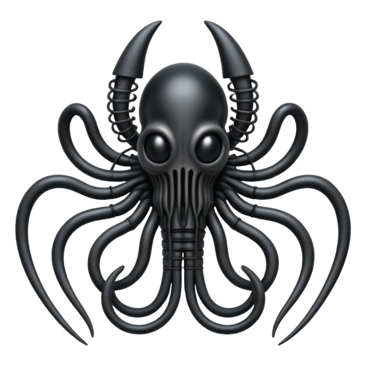 dark intertwined black wires forming a Giger-inspired creature with Silent Hill horror elements, surreal sticker